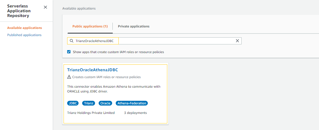 Configuring Athena federation with Oracle