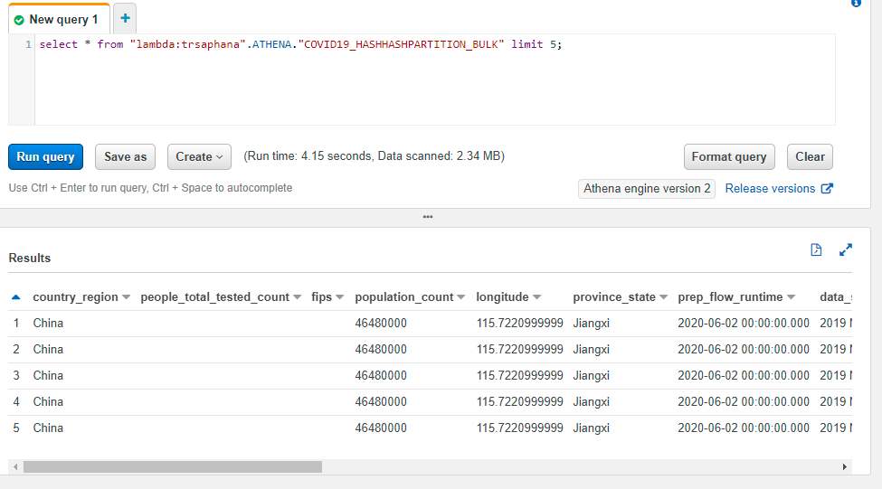 Running federated queries with Athena