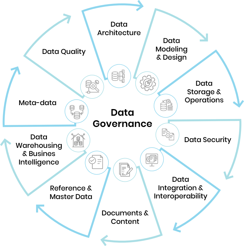 A wheel graph showing the various subsets of data governance