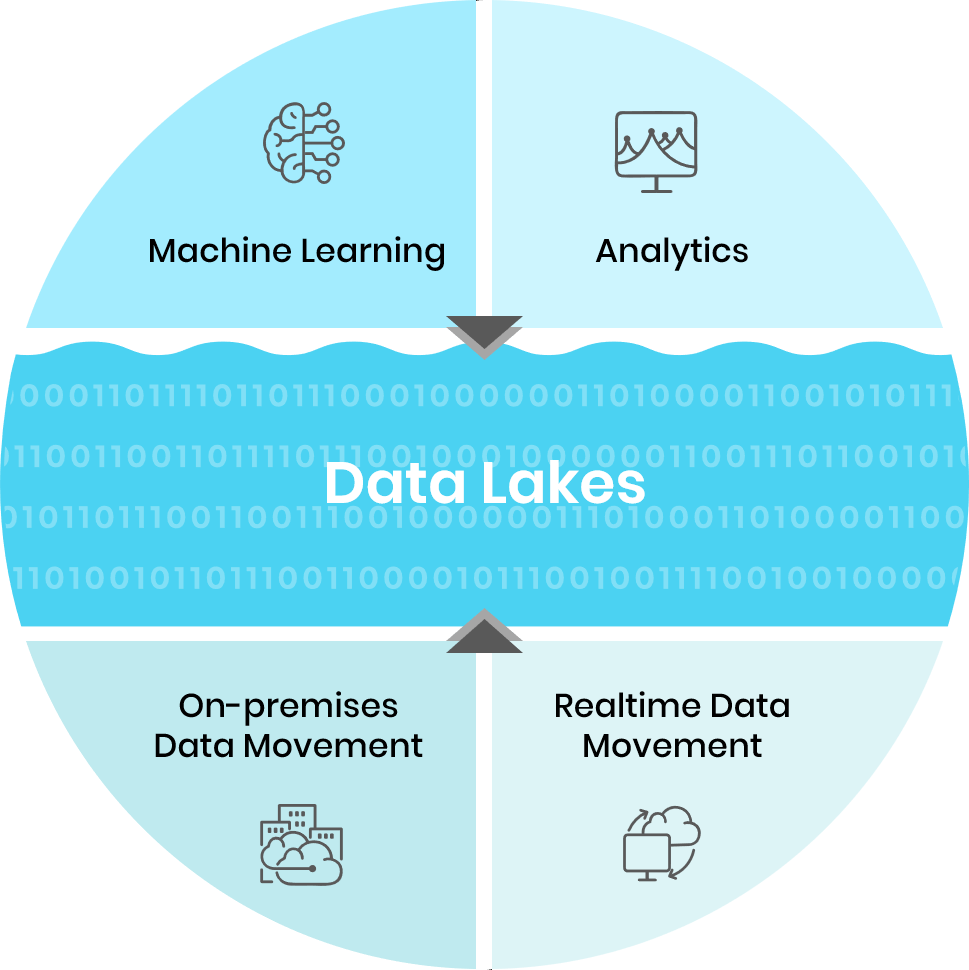Graphic showing the components of data lake as a service 